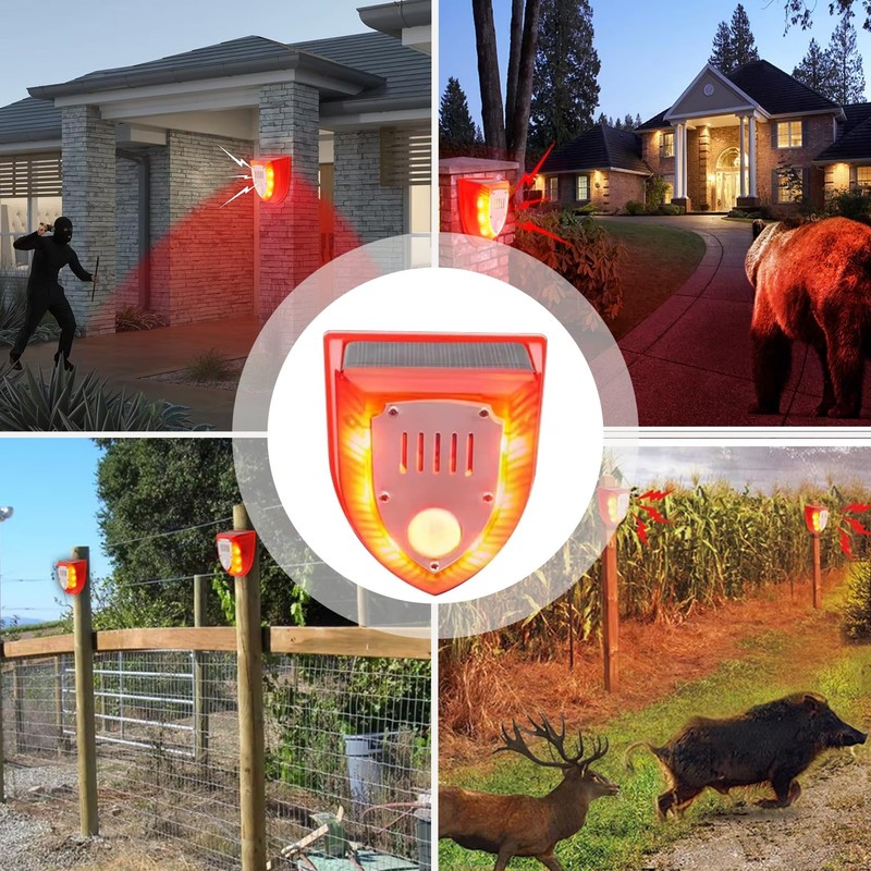 Solar Outdoor Motion Sensor Alarm: 129db Dog Barking & Gunshot Sound,Loud Mot... gallery