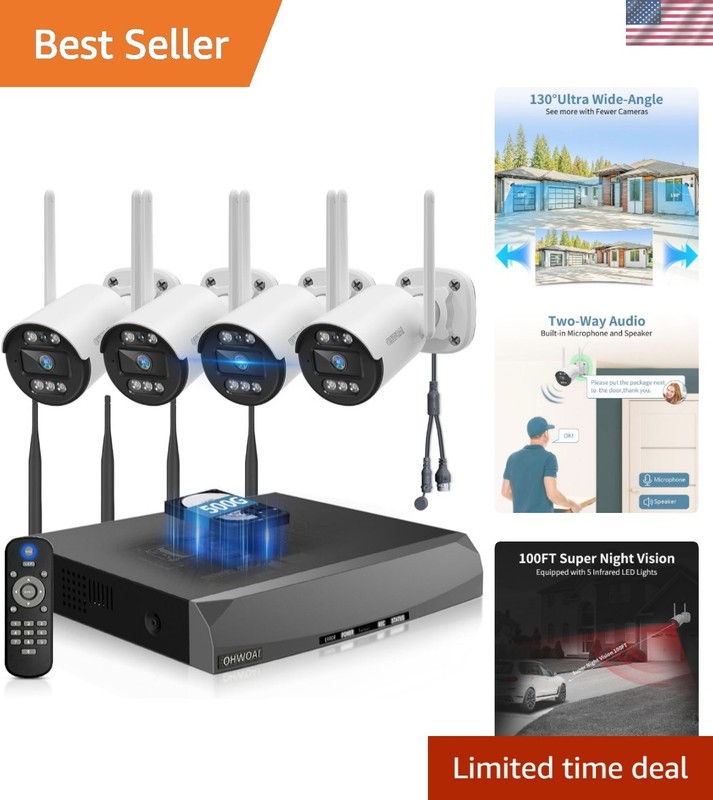 Comprehensive 4-Camera Wireless Security System with 500GB & Smart Detection