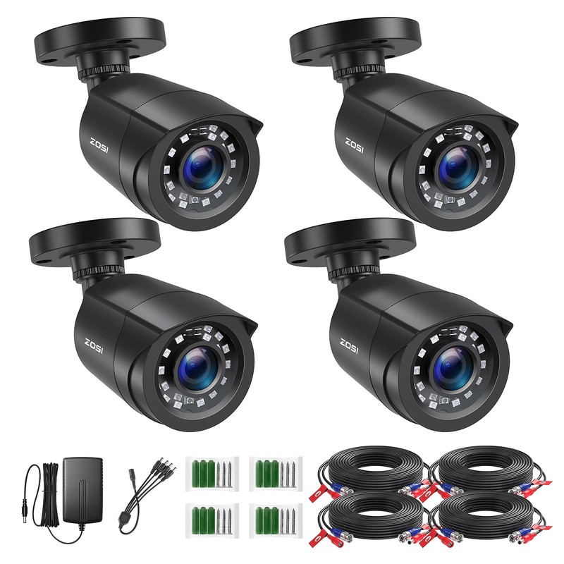 1080P 4 Pack HD TVI Security Cameras, 80ft Night Vision, Outdoor Indoor Weath…