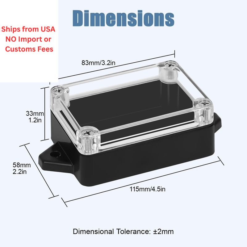 LMioEtool Junction Box with Clear Cover IP65 3.2"x 2.2"x 1.3", 2 packs gallery