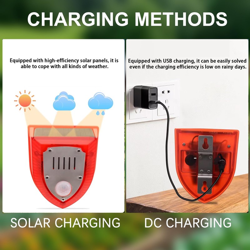 Solar Outdoor Motion Sensor Alarm: 129db Dog Barking & Gunshot Sound,Loud Mot... gallery