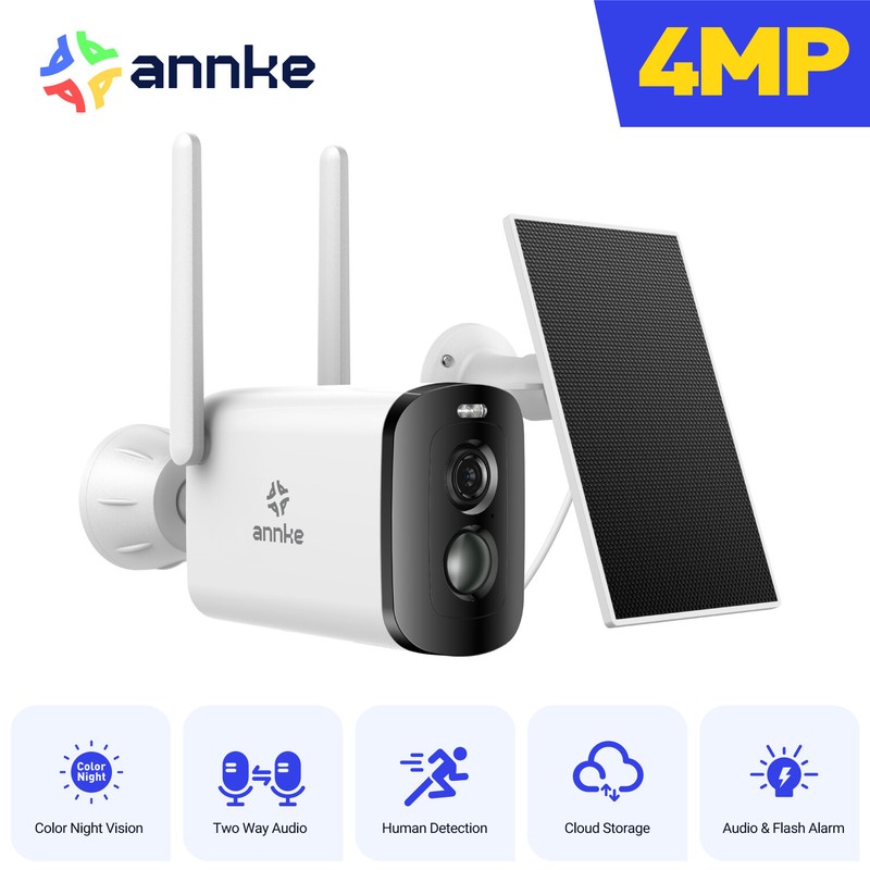 ANNKE 4MP Wireless Color Night PIR Security Camera Solar Battery Two-Way Audio