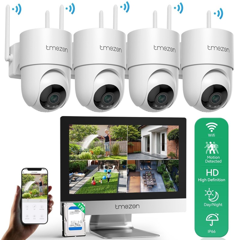 WiFi Camera Security System PTZ Outdoor Wireless 10CH NVR CCTV Audio Monitor 1TB