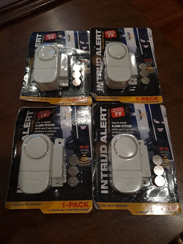 4 - INTRUD ALERT - Battery Door Alarm System - Window Cabinet House Security!