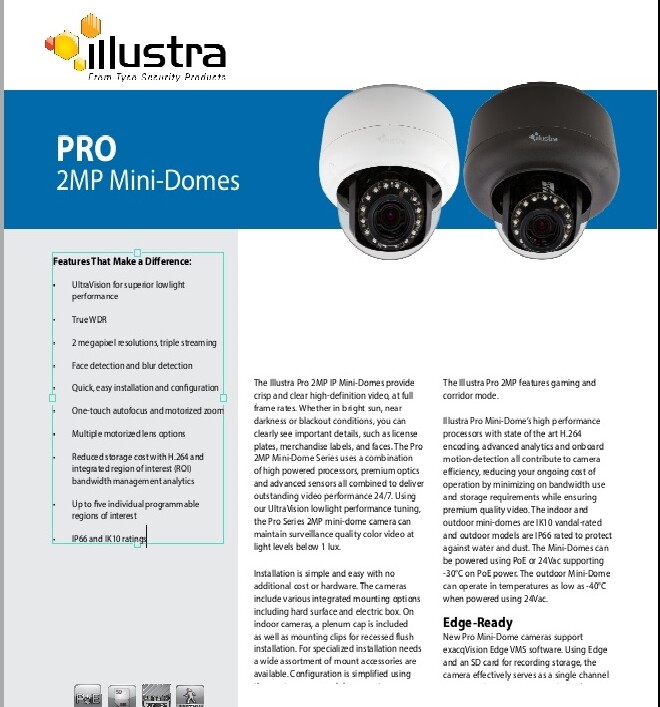 Illustra Pro 2 IPS02D2ISBIT 2MP IR Indoor Blk Mini-Dome Camera 3-9mm Smoked Lens gallery