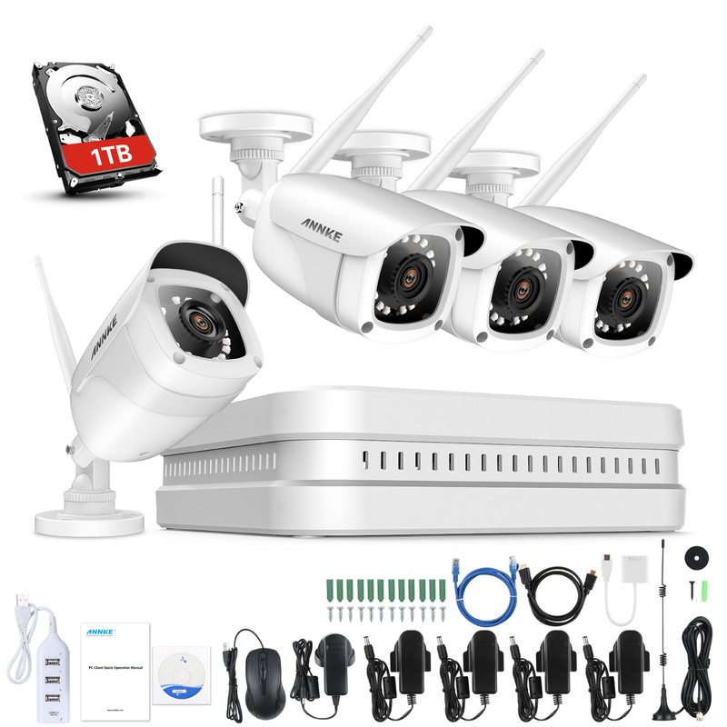 ANNKE HD 1080P Wireless Security IP Camera System 8CH NVR 2MP Video IR Night 1TB