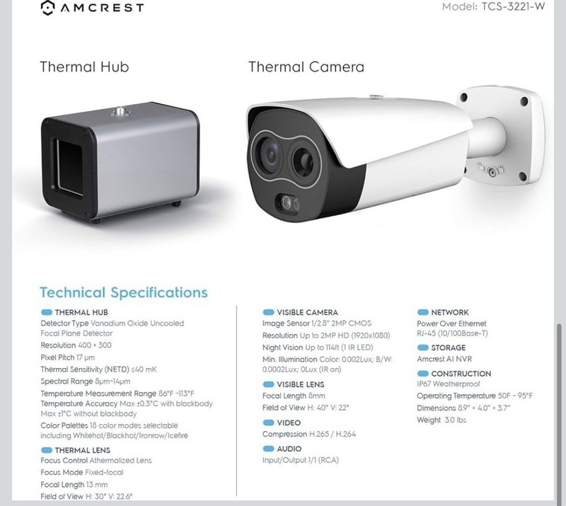 Amcrest Thermal IP Camera AI NVR System, AI Thermal POE Camera With Temp Monitor gallery
