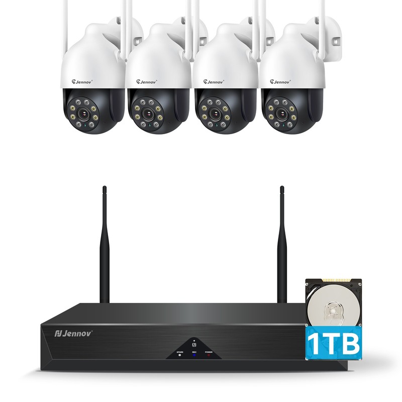 4 Pcs PTZ Cameras Wireless CCTV Security Camera System WiFi 10CH NVR with 1TB HD