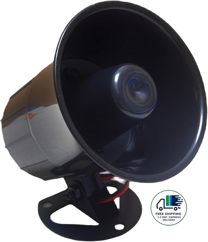 Sirena de alarma con cable de 15 W CC, 6 a 12 V, sirena de seguridad con soporte