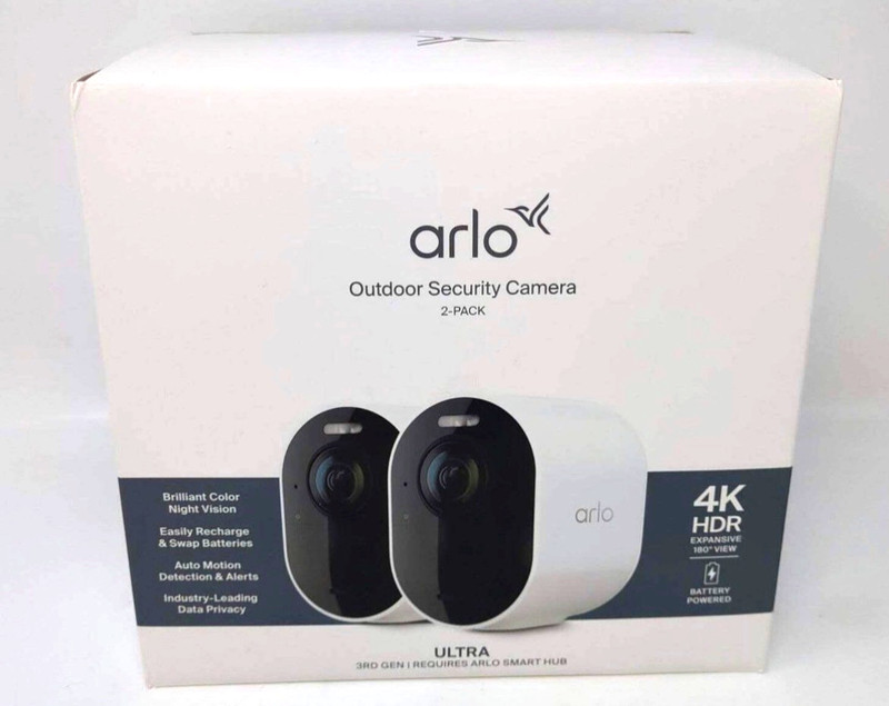 Arlo Ultra Security Camera 4K 3rd Gen 2025 Release 2 Cameras with Smart Hub NEW