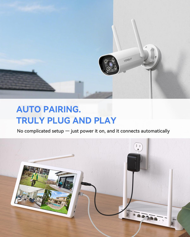 Wireless Security Camera System with 10" LCD Monitor, 2PCS 3MP Bullet Outdoor Ca gallery