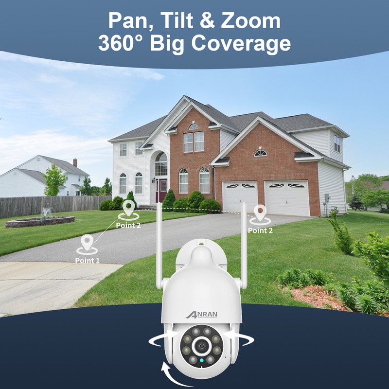 ANRAN 5MP Wireless Security Camera System Outdoor WiFi PTZ 8CH 12'' Monitor 2TB gallery