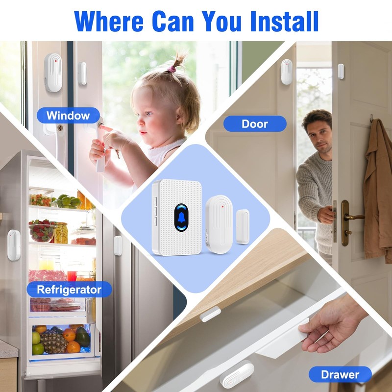 Daytech Wireless Door Chime Alarm System 800ft Range, 20 Melodies, 5 Volume ... gallery