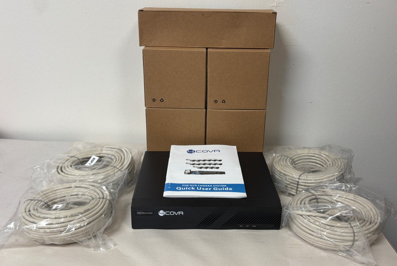 4Covr POE NVR Camera System 4 Camera 4K Outdoor Security System – New Open Box