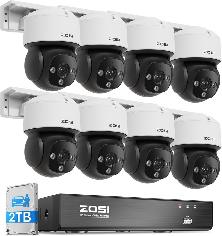 ZOSI 4K 8CH POE Security Camera System 8x8MP Outdoor C290 Camera 2 Way Talk 2TB