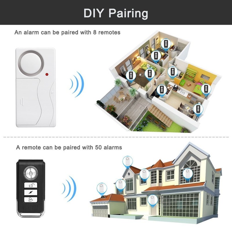 Apartment Safety Magnetic Window Door Alarm *2 Control by Remote Simple Function gallery