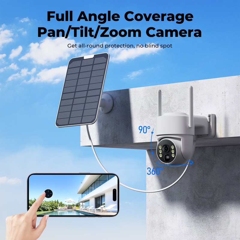 4MP PTZ Solar Wireless Security Camera System Home Outdoor 10 Monitor CCTV Cams gallery