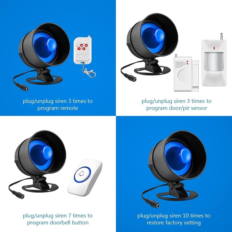 110dB Loud Wireless Alarm Set Indoor Outdoor Household Safety Protection Kit gallery
