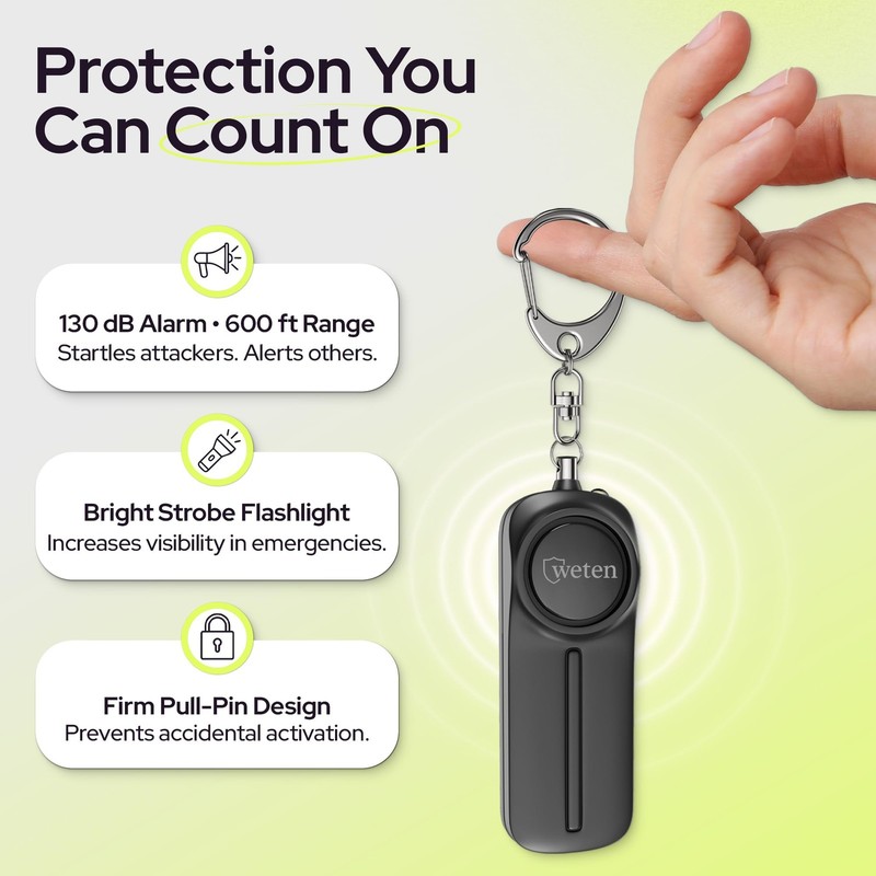 Personal Safety Alarm Keychain for Women - 3 Pack 130dB Siren, LED Light, Pan... gallery