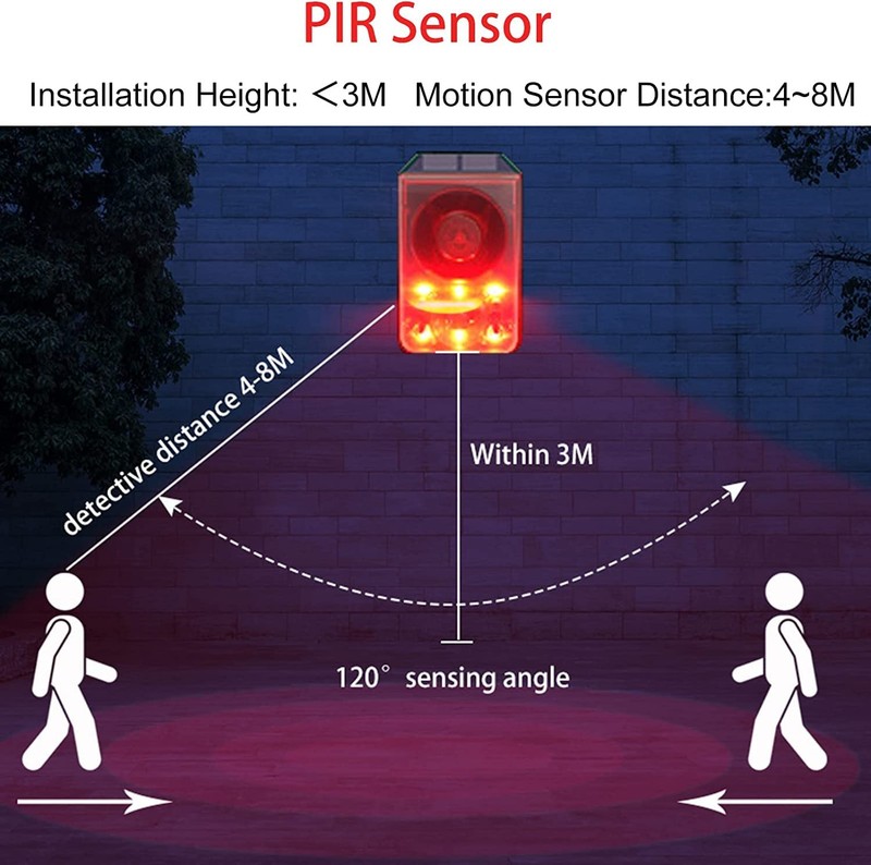 Solar Motion Detector Alarm Light,130db Sound Warning Security Strobe Siren L... gallery