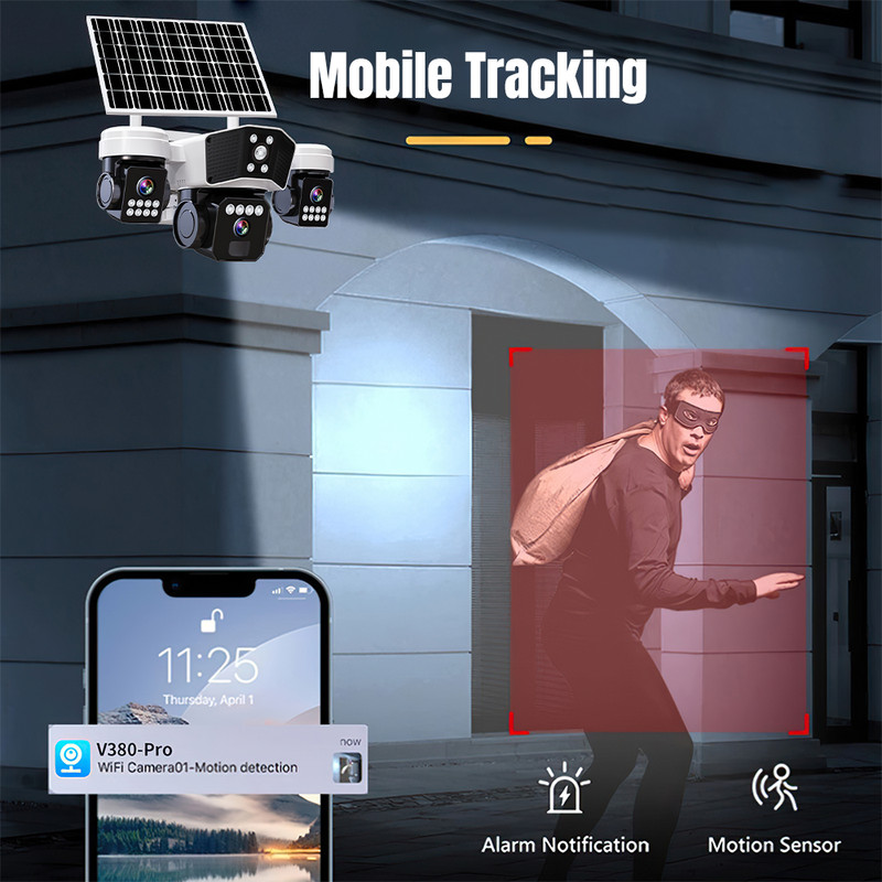 4PCS Solar Battery Powered Wireless WiFi Outdoor Pan/Tilt Home Security Camera gallery