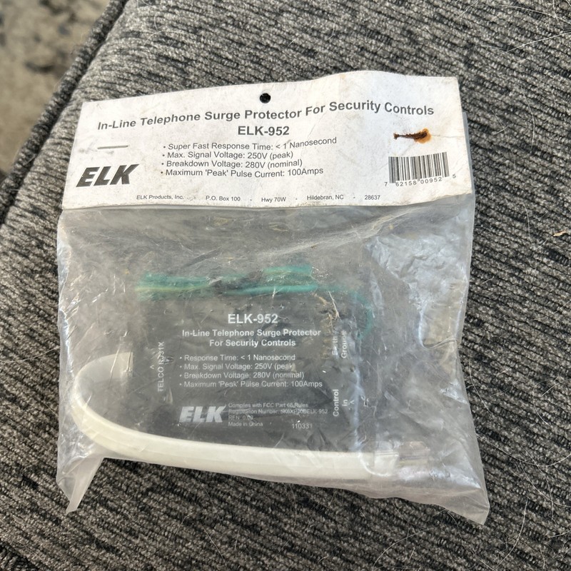 ELK-952 Home Alarm Security In-line Telephone Surge Protector Brand New
