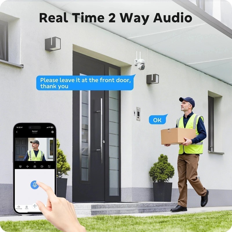 Wireless CCTV Security Camera Systems 16CH 4K NVR 8pcs Outdoor PTZ Cameras Audio gallery