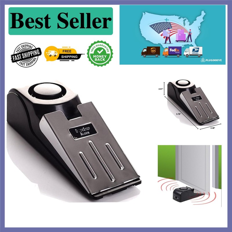 Durable Floor-Mount Door Stop Alarm with 120db Sound – Ideal for Home & Travel