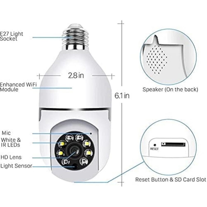 WiFi IP Camera With E27 Mount 2MP HD 1080P With Smartphone App gallery