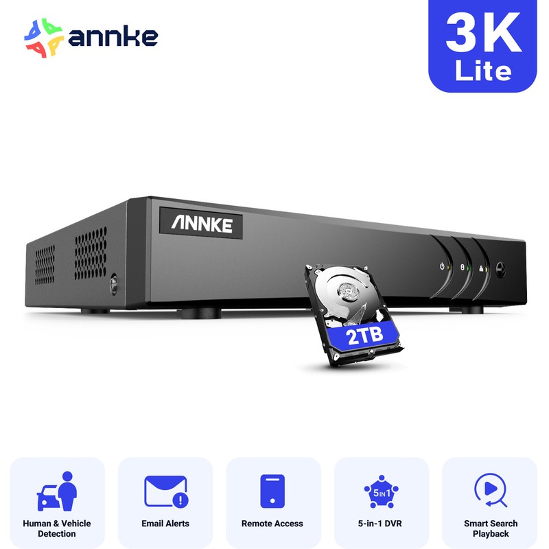 ANNKE H.265+ 8CH DVR for Video Security Camera System HD 5MP Lite Recorder CCTV 
