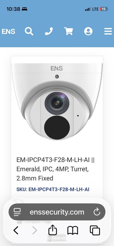 ENS EM-IPCP4T3-F28-M-LH-AI 4MP IP Turret Camera 2.8mm Fixed Lens PoE Ethernet gallery