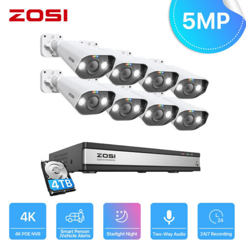 ZOSI 4K 16CH Spotlight PoE Security IP 5MP Camera System Wi-Fi Two-Way Audio 4TB