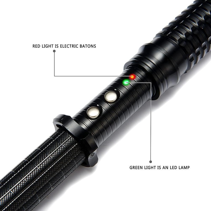 All-in-One Black Metal Stun Gun 18.9" - 80M Volts, LED Flashlight, Self-Defense gallery
