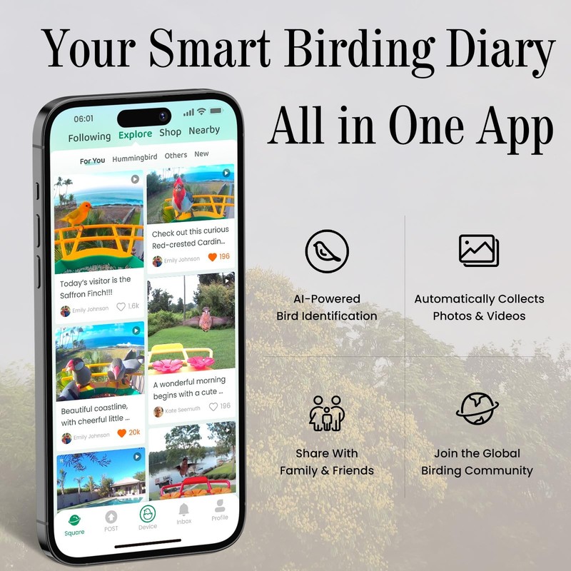 Richbird Smart Window Bird Feeder Camera with AI, Modern Design for Panoramic Vi gallery