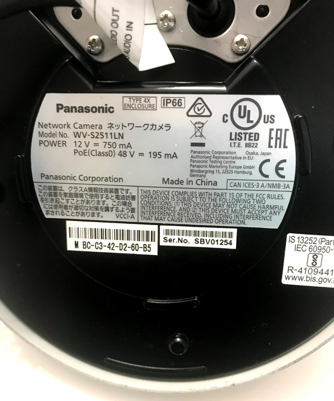 Panasonic WV-S2511LN Network Camera Outdoor Fixed Dome Color Night Vision