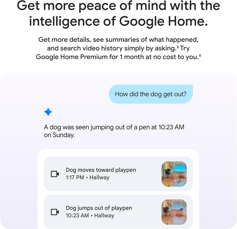 Google Nest Cam Indoor (Wired, 3rd Gen) - Security Camera with 2K Video - Snow gallery