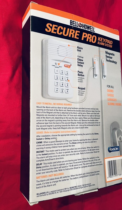 BELL +HOWELL SECURE PRO KEYPAD ALARM SYSTEM BATTERY OPERATED BRAND NEW gallery