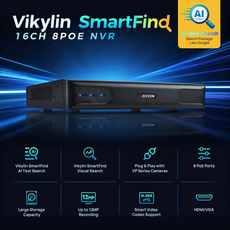 Vikylin SmartFind 8POE 16CH NVR CCTV System Mini IR MIC 8MP Security Camera Lot gallery
