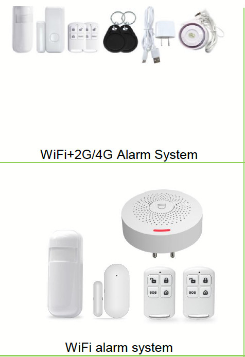 T54 WiFi+US/EU 4G Tuya APP Wireless Home Security Alarm System+Strobe Light+RFID gallery