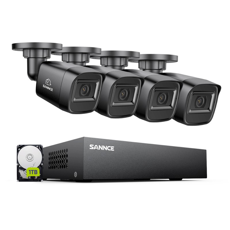 SANNCE 8CH DVR 1TB 1080P CCTV Security Camera System Human Detction H.265+ IP67 gallery