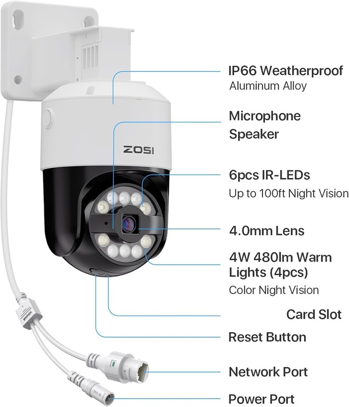ZOSI 32CH 4K PoE Security Camera System 20x8MP Outdoor PT Camera 2 Way Audio 8TB gallery