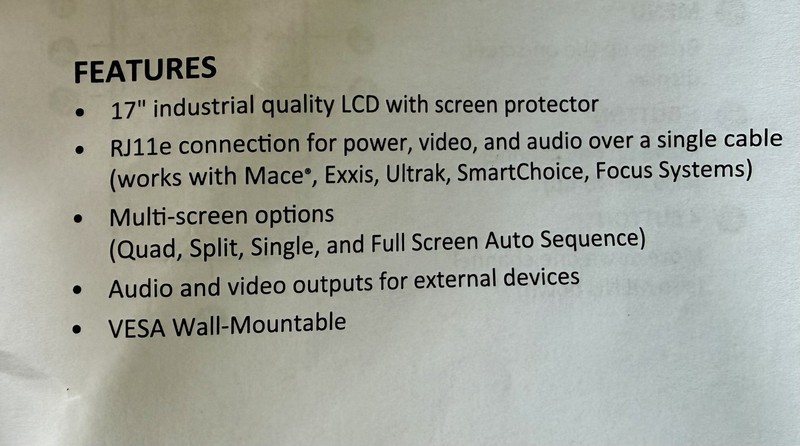 Mace EWO-17LCD-RJ11 Security Observation Monitor Multi-Screen 17” EasyWatch gallery