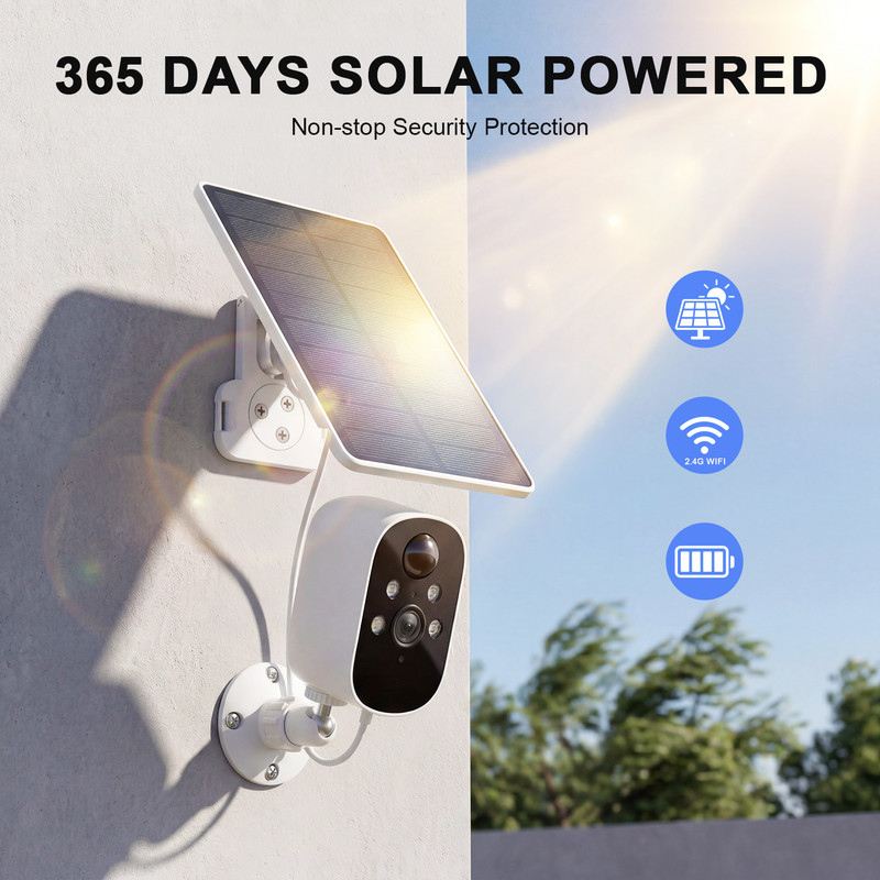 4PK Wireless Solar Security Camera System 2K WiFi Solar Battery Powered Camera gallery