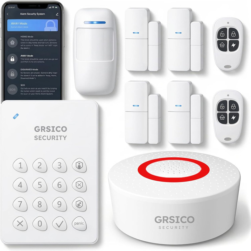 DIY 9-Piece Wifi Home Security System with 120Db Siren & App Control