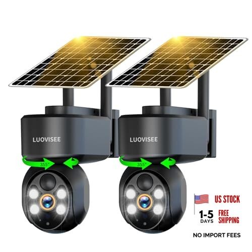 WiFi Security Camera Wireless Outdoor 2 Packs,360° PTZ Solar Camera 2PACK