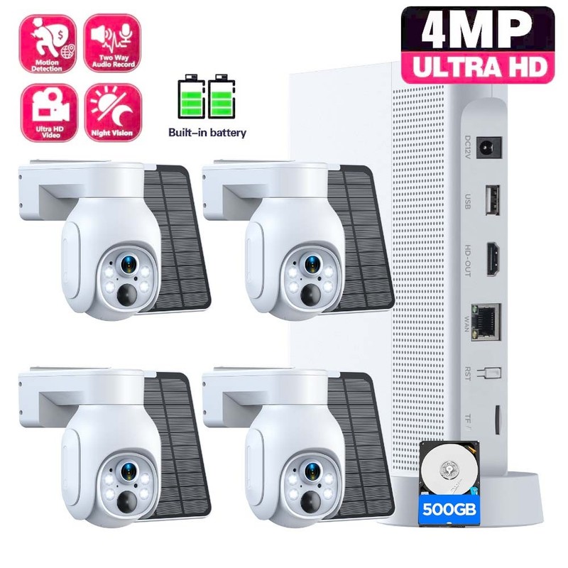 Wireless Security Camera System IP WIFI Cameras With Solar Powered Panel Outdoor