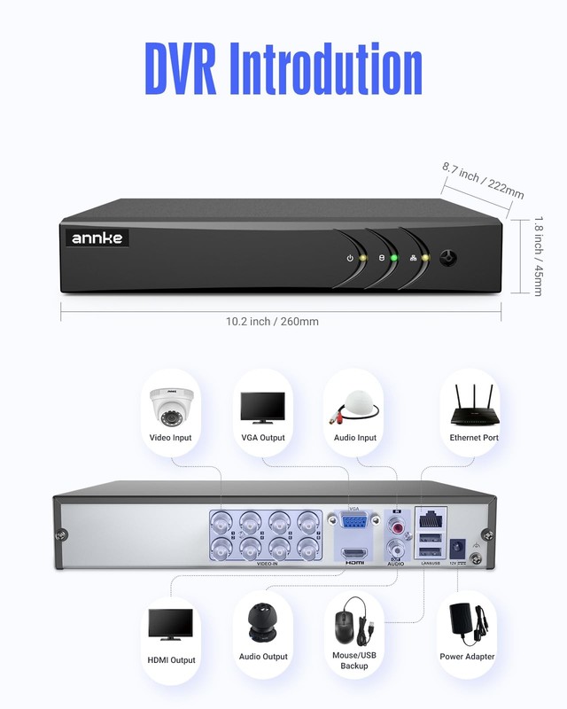 ANNKE 8 Channel 3K Lite Security Digital Video Recorder with 1TB Hard Drive, ... gallery