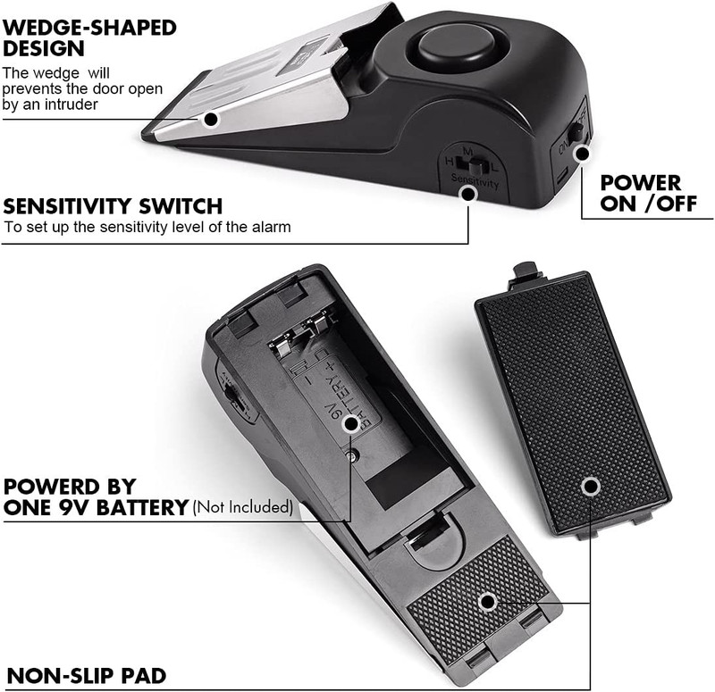 Door Stop Alarm, Door Stopper Security for Home Travel Apartment with 120DB Sire gallery
