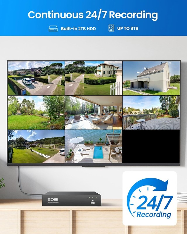 ZOSI 2.5K 4MP WiFi PTZ Security Camera Dual-Lens Wired Human Car Detect Audio gallery