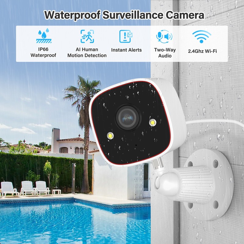 3MP Indoor/Outdoor IP Wireless Security Camera Wifi Color Night Vision Audio gallery